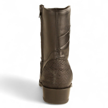 Botas Cortas de Piton Original Punta Europea Color Negro Gamuza - Los Altos Boots - Los Altos Boots