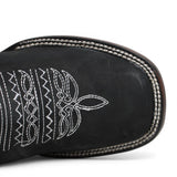 Botas Cuadrada Negro con Flores Rosas y Ringle - A&A Boots - A&A Boots