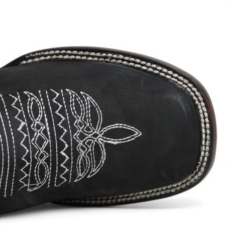 Botas Cuadrada Negro con Flores Rosas y Ringle - A&A Boots - A&A Boots
