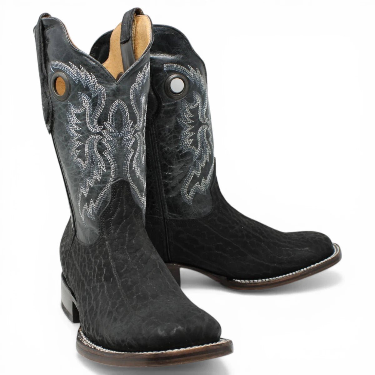 Botas Cuadrada Negro Cuello de Toro - Houston - A&A Boots