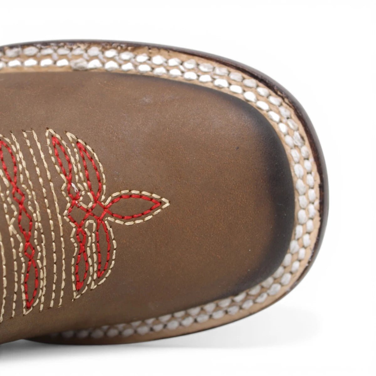 Botas Cuadrada Tan con Flores Rojas y Ringle - Bandida - A&A Boots