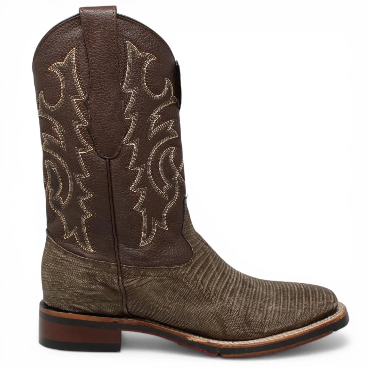 Botas de Armadillo Original Punta Rodeo Cuadrada Ancha Color Cafe Lijado - Los Altos Boots - Los Altos Boots