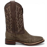 Botas de Armadillo Original Punta Rodeo Cuadrada Ancha Color Cafe Lijado - Los Altos Boots - Los Altos Boots