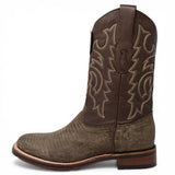 Botas de Armadillo Original Punta Rodeo Cuadrada Ancha Color Cafe Lijado - Los Altos Boots - Los Altos Boots