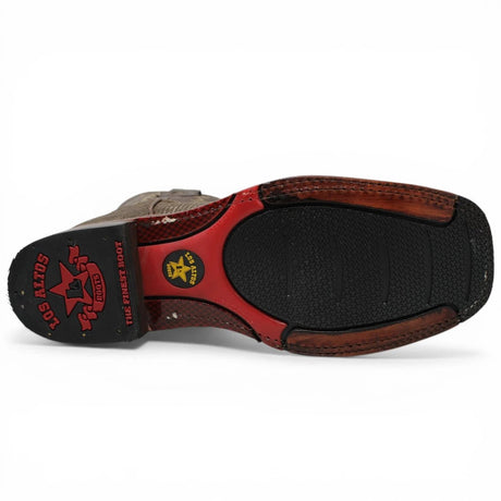 Botas de Armadillo Original Punta Rodeo Cuadrada Ancha Color Cafe Lijado - Los Altos Boots - Los Altos Boots