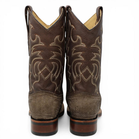 Botas de Armadillo Original Punta Rodeo Cuadrada Ancha Color Cafe Lijado - Los Altos Boots - Los Altos Boots