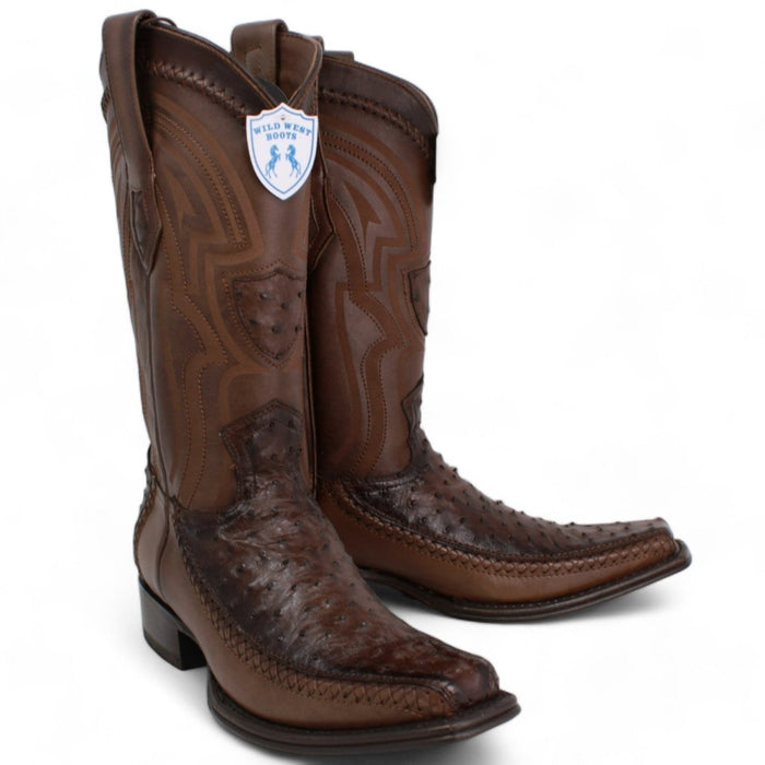 Botas de Avestruz con Venado Horma Europea WW - 277LF0316 - Wild West Boots