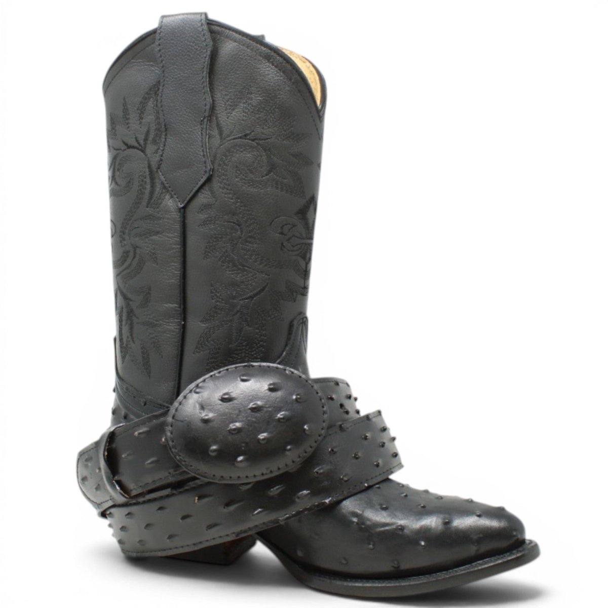 Botas de Avestruz Grabado con Horma Puntal - White Diamond - White Diamonds Boots