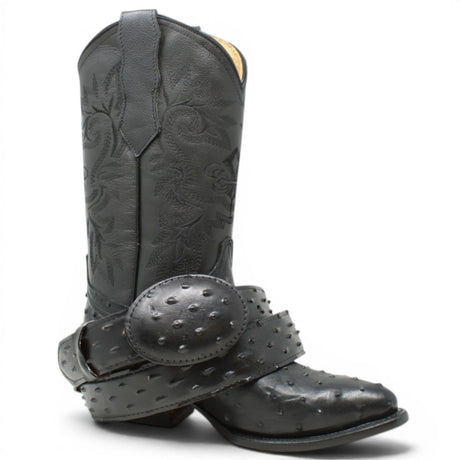 Botas de Avestruz Grabado con Horma Puntal - White Diamond - White Diamonds Boots