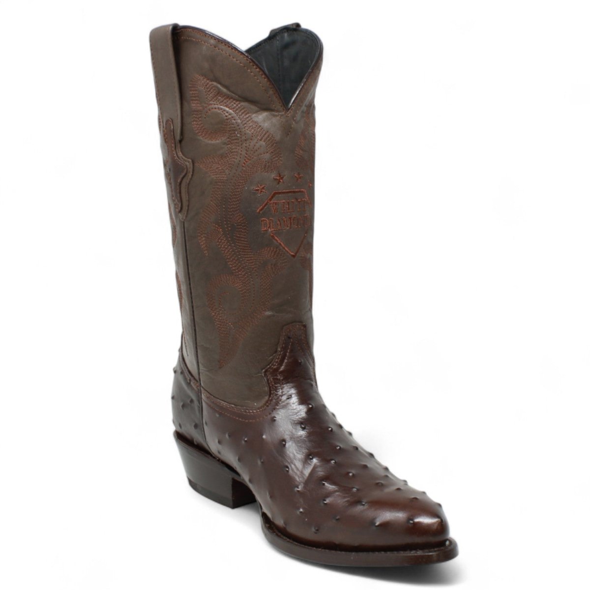 Botas de Avestruz Grabado con Horma Puntal - White Diamond - White Diamonds Boots