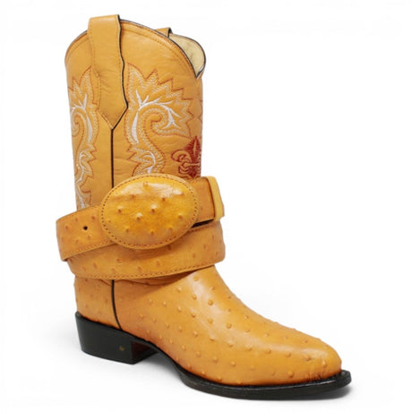 Botas de Avestruz Grabado con Horma Puntal - White Diamond - White Diamonds Boots
