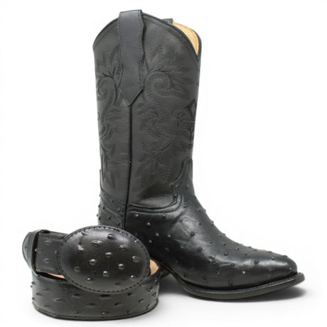 Botas de Avestruz Grabado con Horma Puntal - White Diamond - White Diamonds Boots