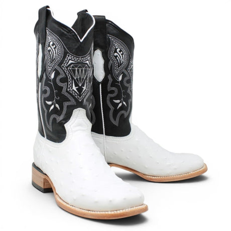 Botas de Avestruz Grabado en Horma Rodeo WD-259 - White Diamonds Boots