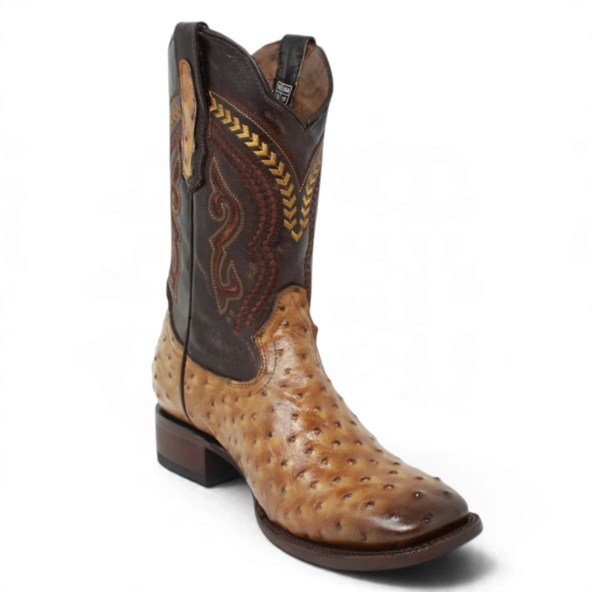 Botas de Avestruz Grabado Horma Rodeo Cuadrada -Quincy Boots - Quincy Boots