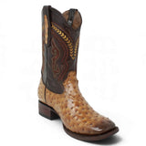 Botas de Avestruz Grabado Horma Rodeo Cuadrada -Quincy Boots - Quincy Boots