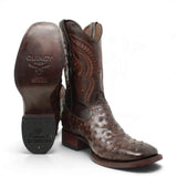 Botas de Avestruz Grabado Horma Rodeo Cuadrada -Quincy Boots - Quincy Boots