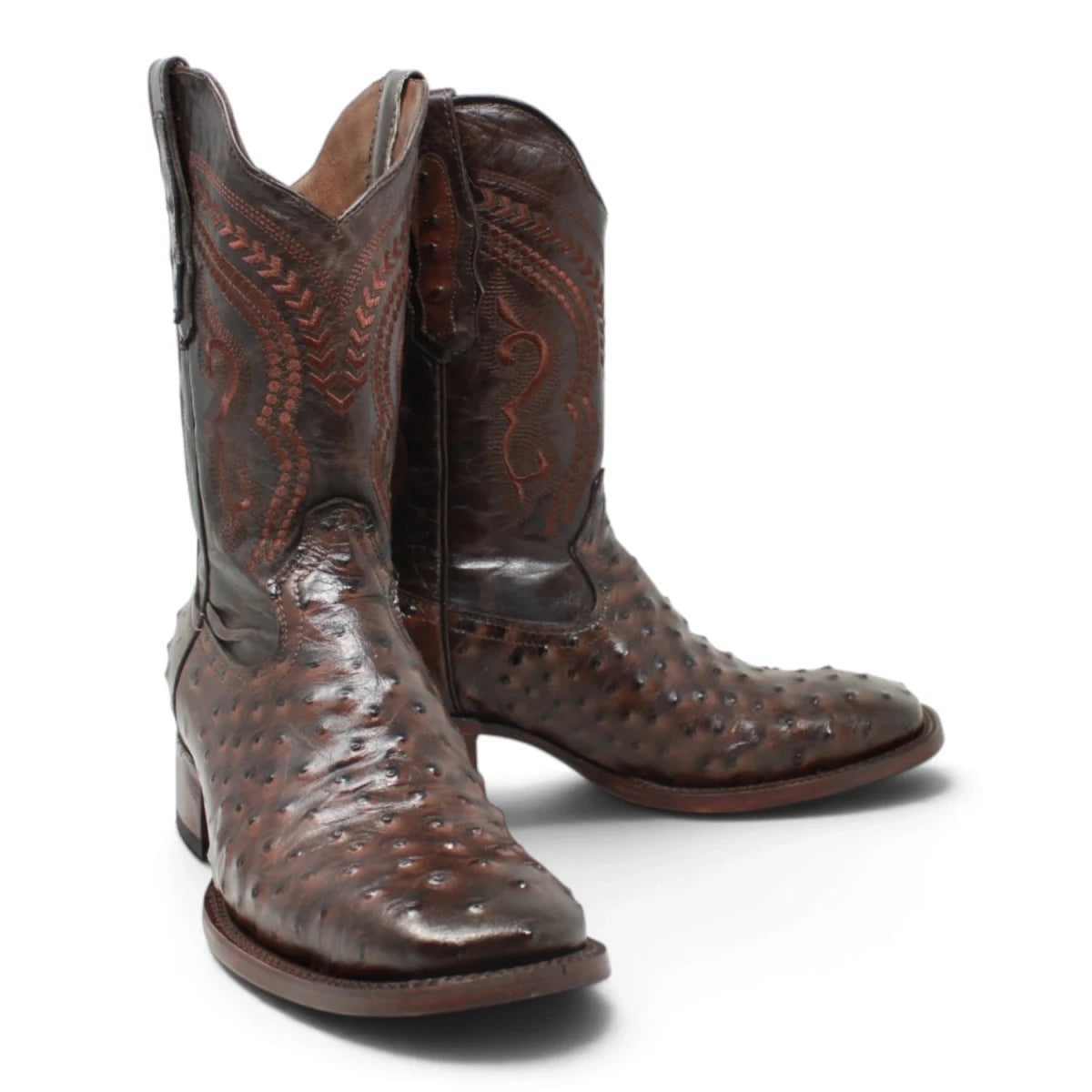 Botas de Avestruz Grabado Horma Rodeo Cuadrada -Quincy Boots - Quincy Boots