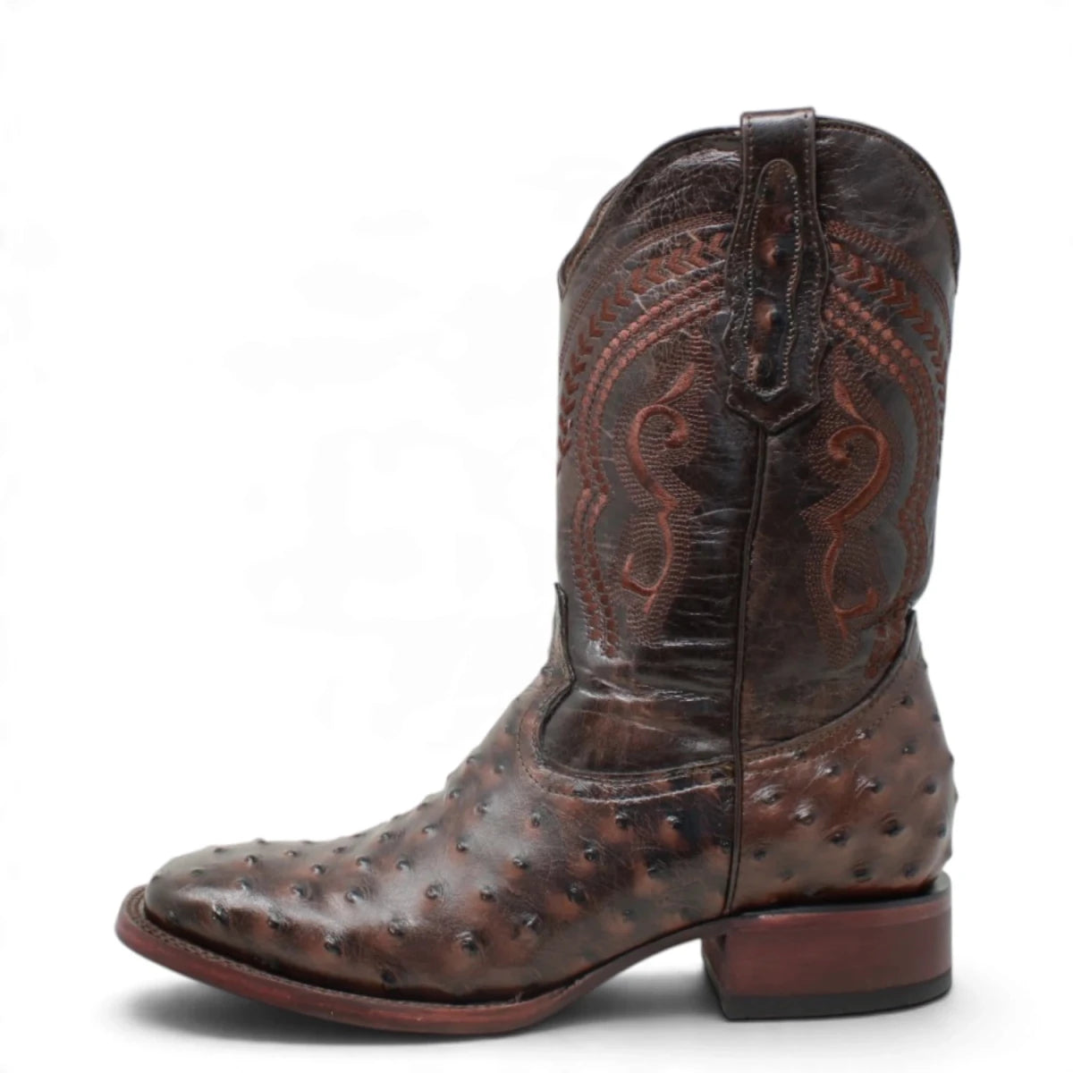 Botas de Avestruz Grabado Horma Rodeo Cuadrada -Quincy Boots - Quincy Boots
