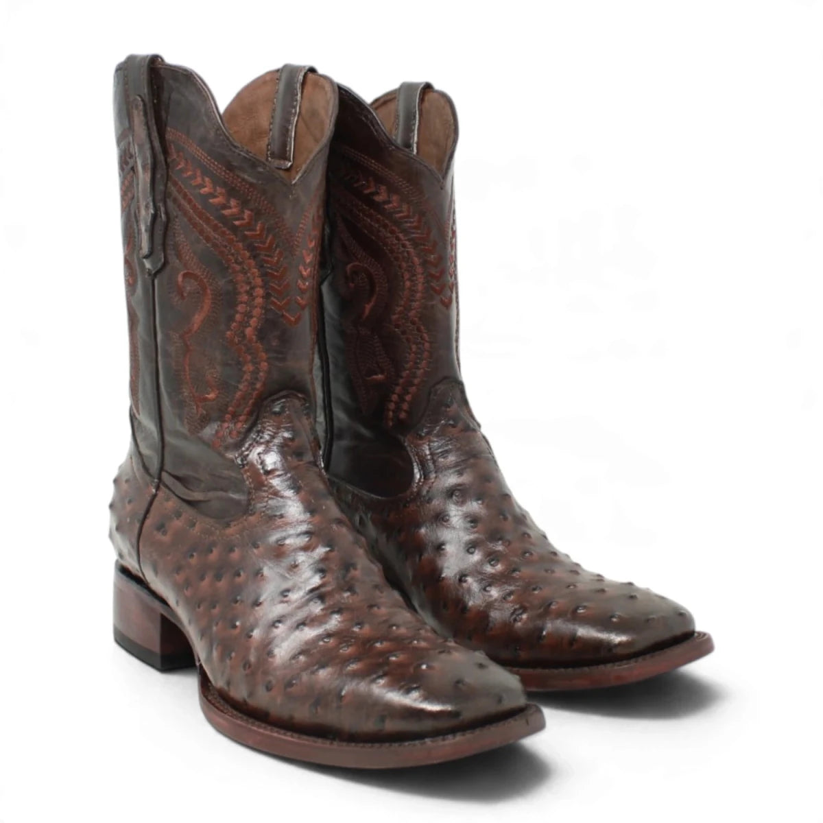 Botas de Avestruz Grabado Horma Rodeo Cuadrada -Quincy Boots - Quincy Boots