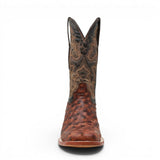 Botas de Avestruz Grabado Punta Cuadrada Color Shedron Oscuro - Tanner Mark Boots - Tanner Mark Boots