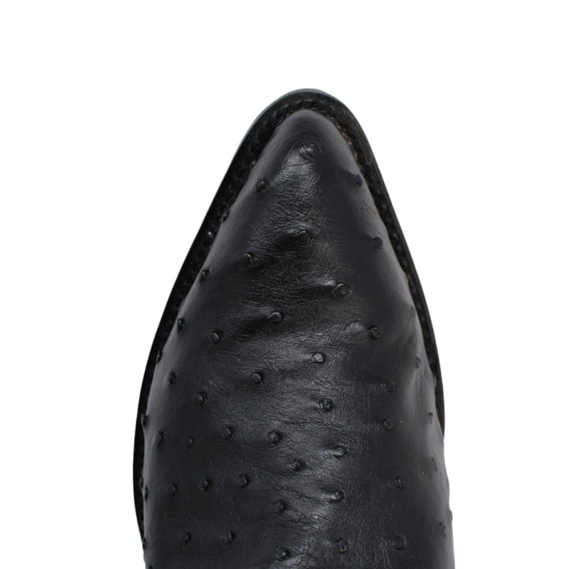 Botas Cortas de Avestruz Original Punta Europea Color Negro - Los Altos Boots main image 1