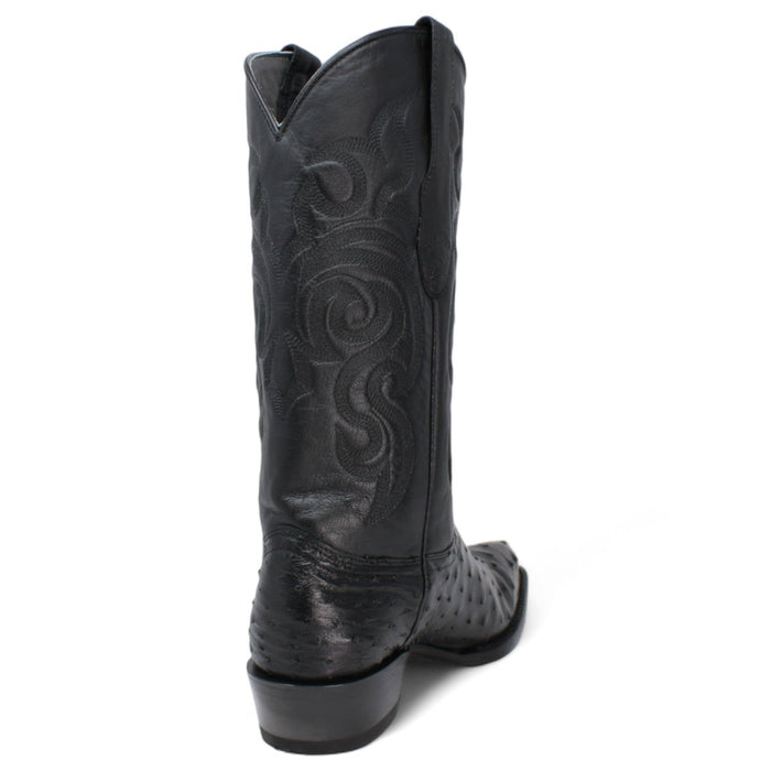 Botas de Avestruz Panza Original Horma Puntal Color Negro - Los Altos Boots