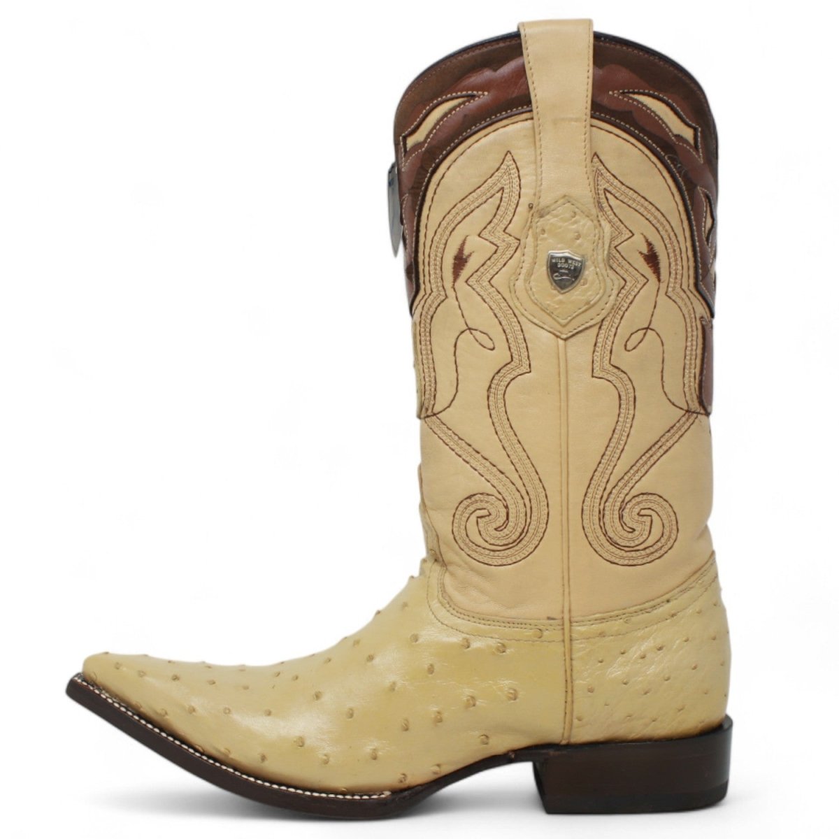 Botas de Avestruz Original Punta 3X Aladino Color Arena - Wild West Boots - Wild West Boots