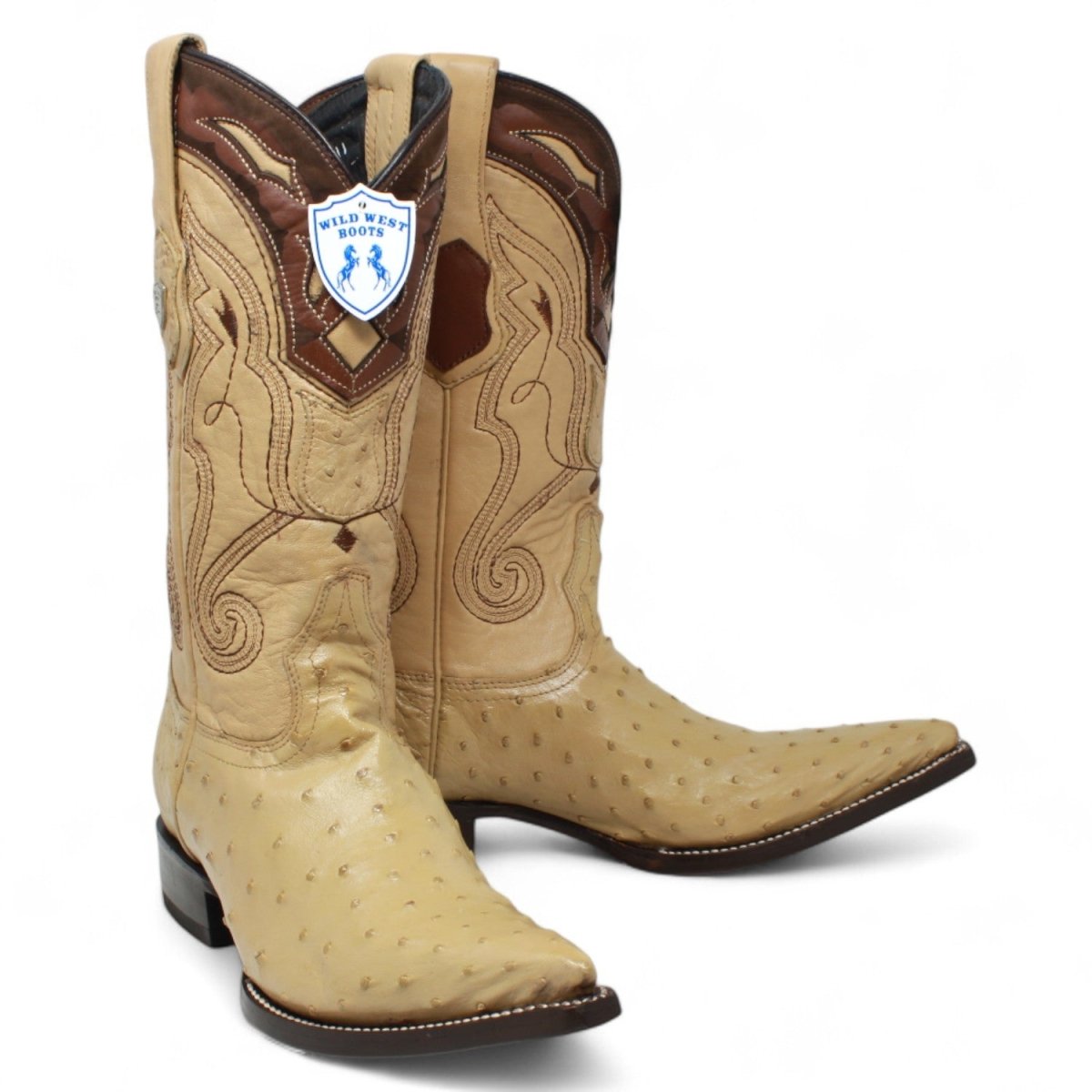 Botas de Avestruz Original Punta 3X Aladino Color Arena - Wild West Boots - Wild West Boots