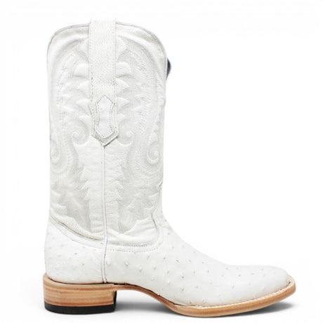 Botas de Avestruz Original Punta Cuadrada Color Winter White - Tanner Mark Boots - Tanner Mark Boots