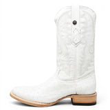 Botas de Avestruz Original Punta Cuadrada Color Winter White - Tanner Mark Boots - Tanner Mark Boots