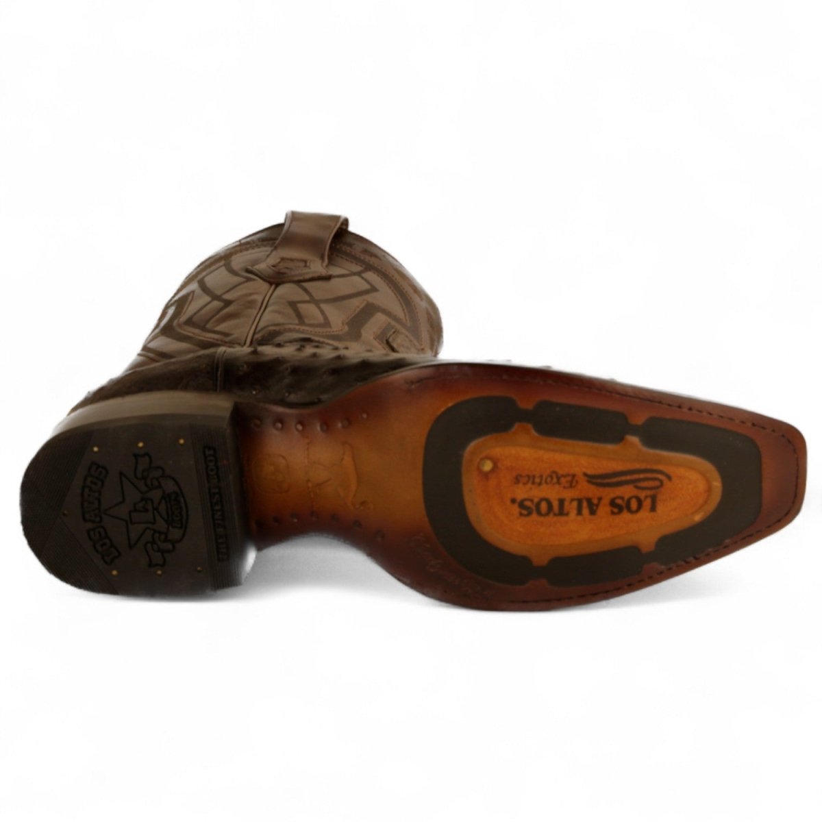 Botas de Avestruz Original Punta Cuadrada Europea Color Cafe Difuminado - Los Altos Boots - Los Altos Boots