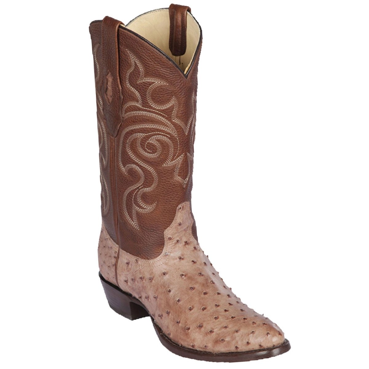 Los Altos Full Quill Ostrich Cowboy Boots Brown Western Leather Mens 7 EE Mexico Mens Brown Ostrich Boots | Los Altos Boots J-Toe main image 2