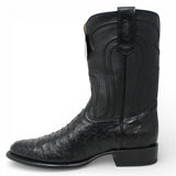 Botas de Avestruz Original Punta Redonda Roper Color Negro - Los Altos Boots - Los Altos Boots