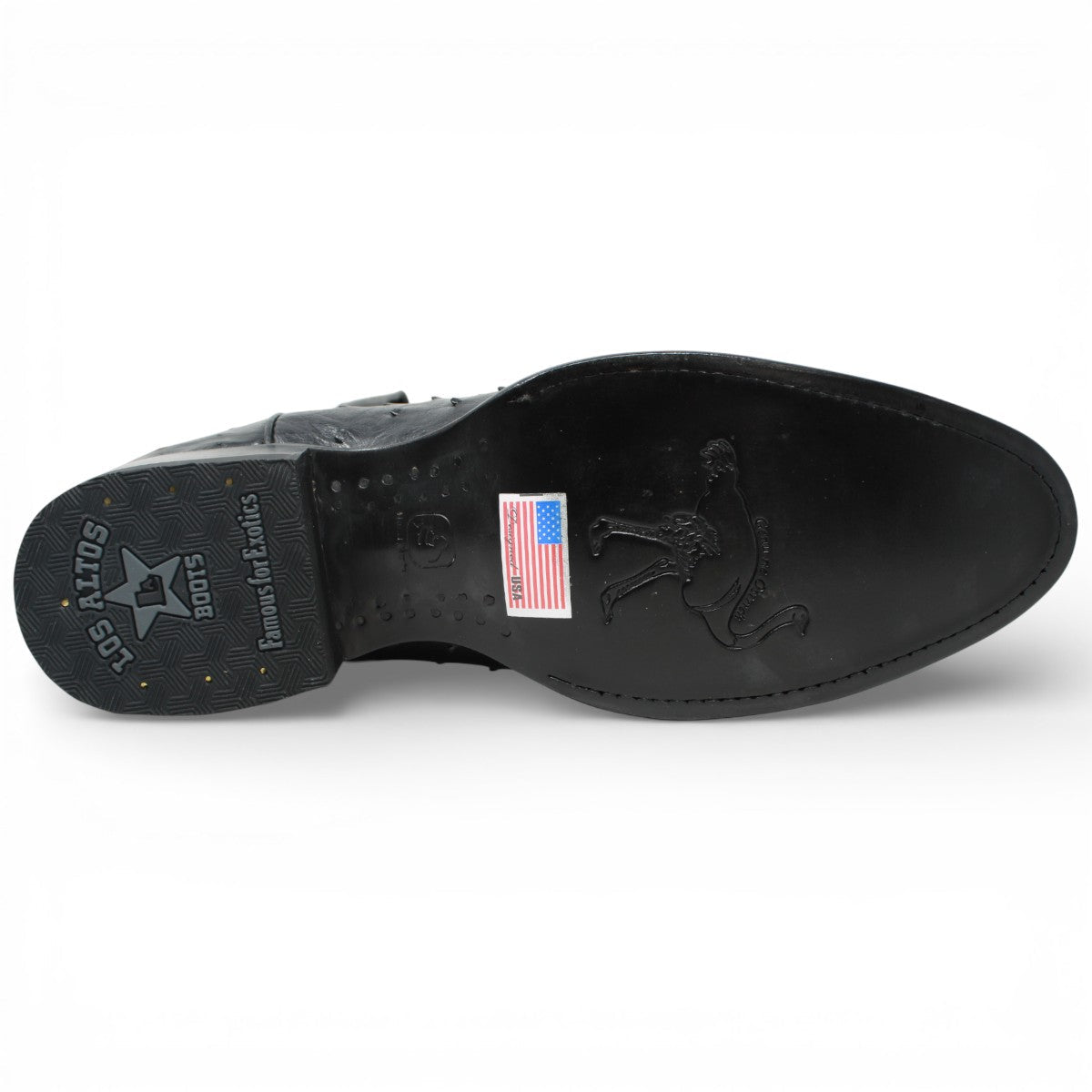 Botas de Avestruz Original Punta Redonda Roper Color Negro - Los Altos Boots - Los Altos Boots