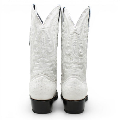 Botas de Avestruz Original Punta Rendonda Color Winter White - Tanner Mark Boots - Tanner Mark Boots