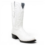 Botas de Avestruz Original Punta Rendonda Color Winter White - Tanner Mark Boots - Tanner Mark Boots