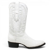 Botas de Avestruz Original Punta Rendonda Color Winter White - Tanner Mark Boots - Tanner Mark Boots