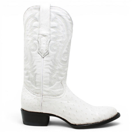 Botas de Avestruz Original Punta Rendonda Color Winter White - Tanner Mark Boots - Tanner Mark Boots