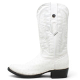 Botas de Avestruz Original Punta Rendonda Color Winter White - Tanner Mark Boots - Tanner Mark Boots