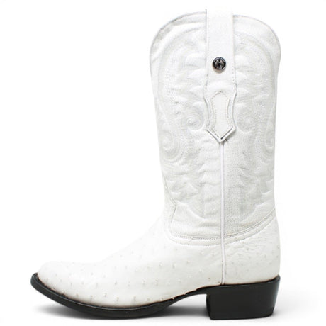 Botas de Avestruz Original Punta Rendonda Color Winter White - Tanner Mark Boots - Tanner Mark Boots