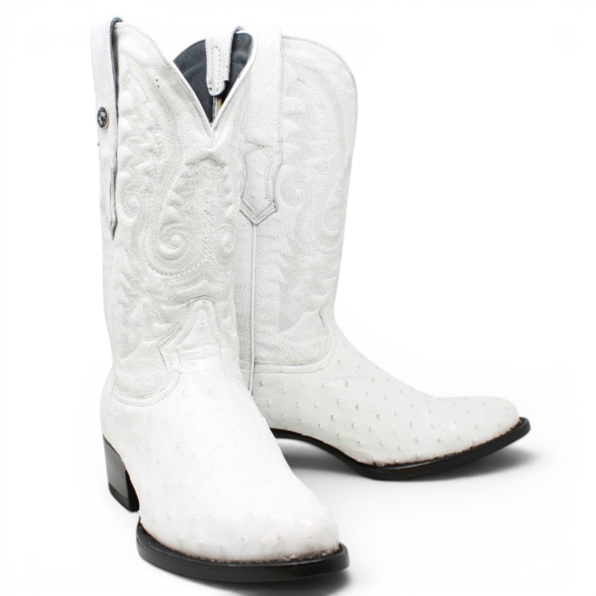 Botas de Avestruz Original Punta Rendonda Color Winter White - Tanner Mark Boots - Tanner Mark Boots