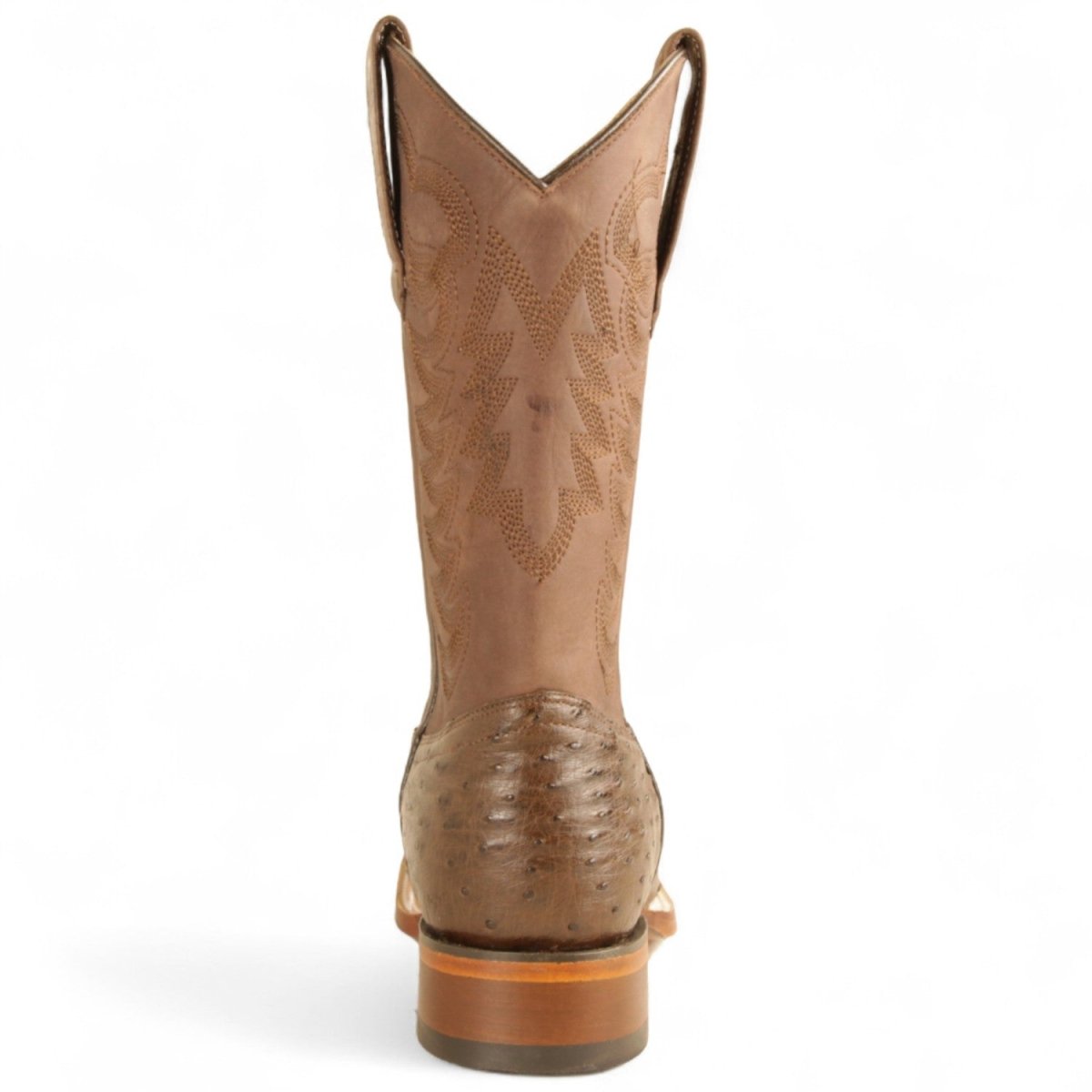 Botas de Avestruz Original Punta Rodeo Cuadrada Ancha Texas Color Cafe - Los Altos Boots - Los Altos Boots