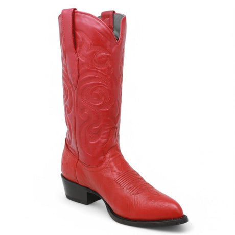 Botas de Avestruz Panza Original Horma Puntal Color Rojo - Los Altos Boots - Los Altos Boots