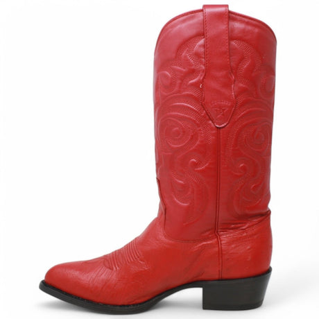 Botas de Avestruz Panza Original Horma Puntal Color Rojo - Los Altos Boots - Los Altos Boots