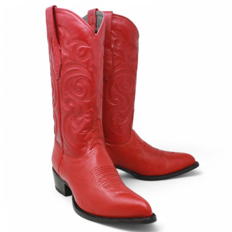 Botas de Avestruz Panza Original Horma Puntal Color Rojo - Los Altos Boots - Los Altos Boots