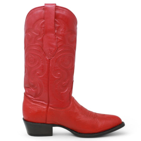 Botas de Avestruz Panza Original Horma Puntal Color Rojo - Los Altos Boots - Los Altos Boots