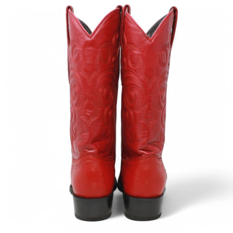 Botas de Avestruz Panza Original Horma Puntal Color Rojo - Los Altos Boots - Los Altos Boots