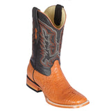 Botas de Avestruz Panza Original Punta Rodeo Cuadrada Ancha Color Miel - Los Altos Boots - Los Altos Boots