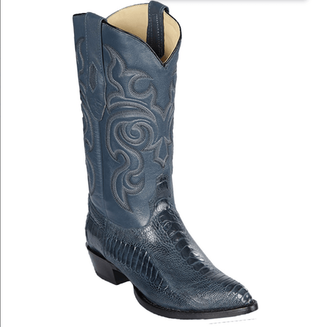 Botas de Avestruz Pata Original Horma Puntal Color Azul Mezclilla - Los Altos Boots - Los Altos Boots