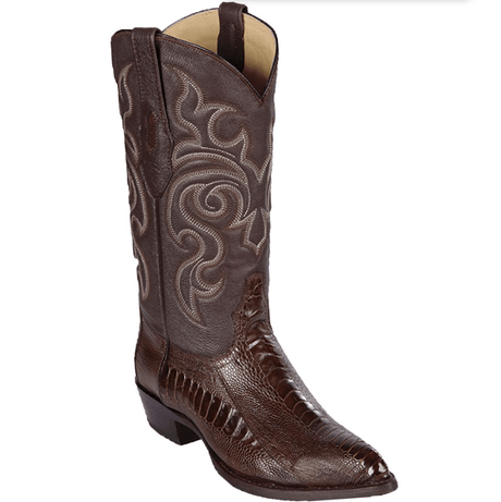 Botas de Avestruz Pata Original Horma Puntal Color Cafe - Los Altos Boots - Los Altos Boots